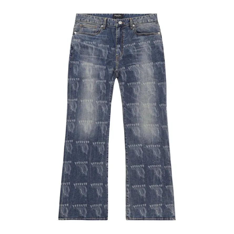 Laser Printed Denim Pants - Laser Blue