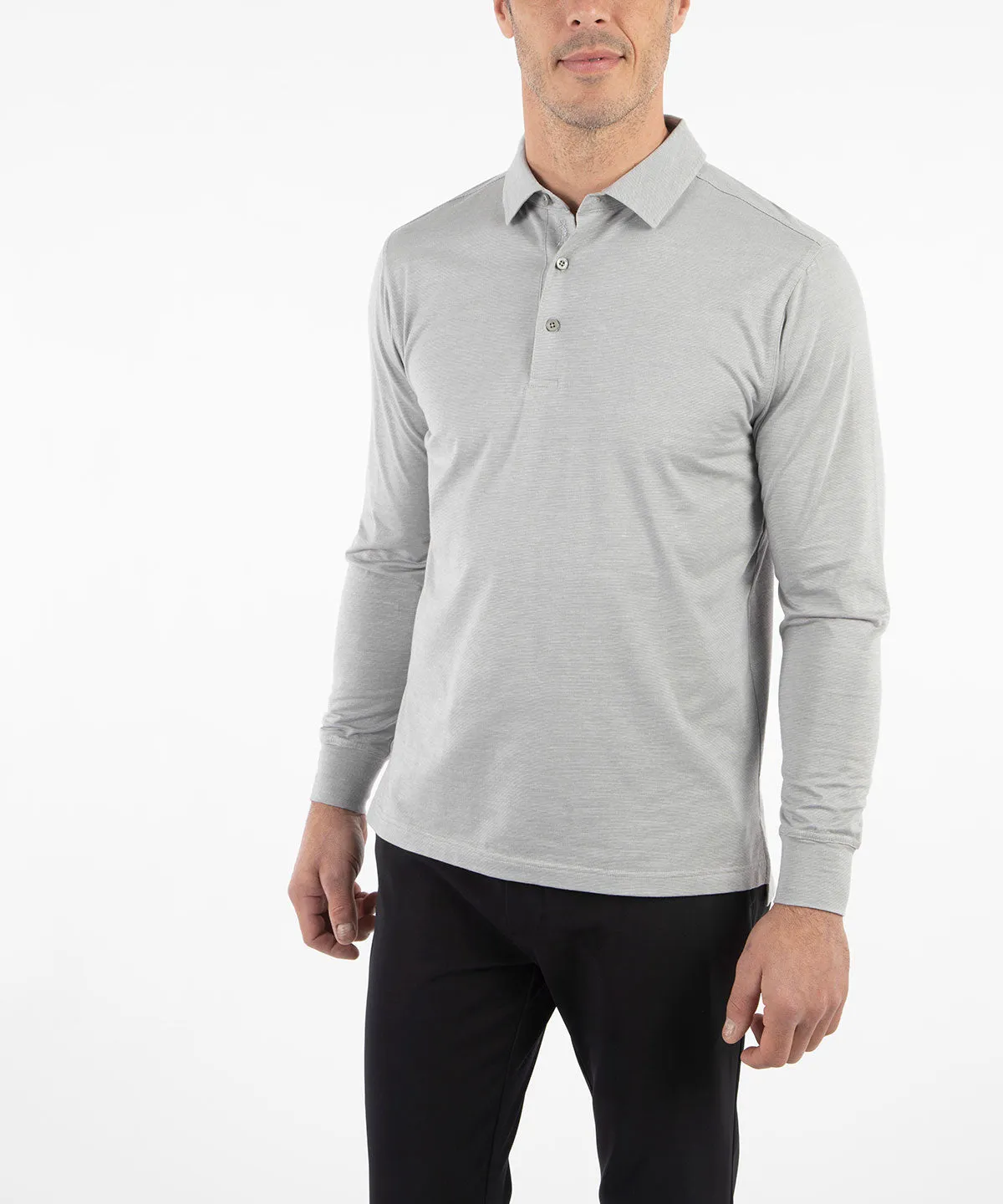 Liquid Stretch Cotton Long-Sleeve Polo Shirt