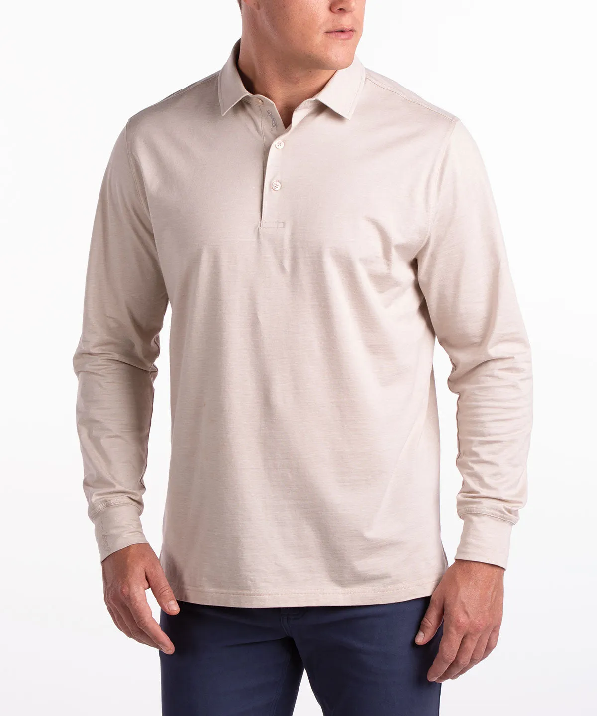 Liquid Stretch Cotton Long-Sleeve Polo Shirt