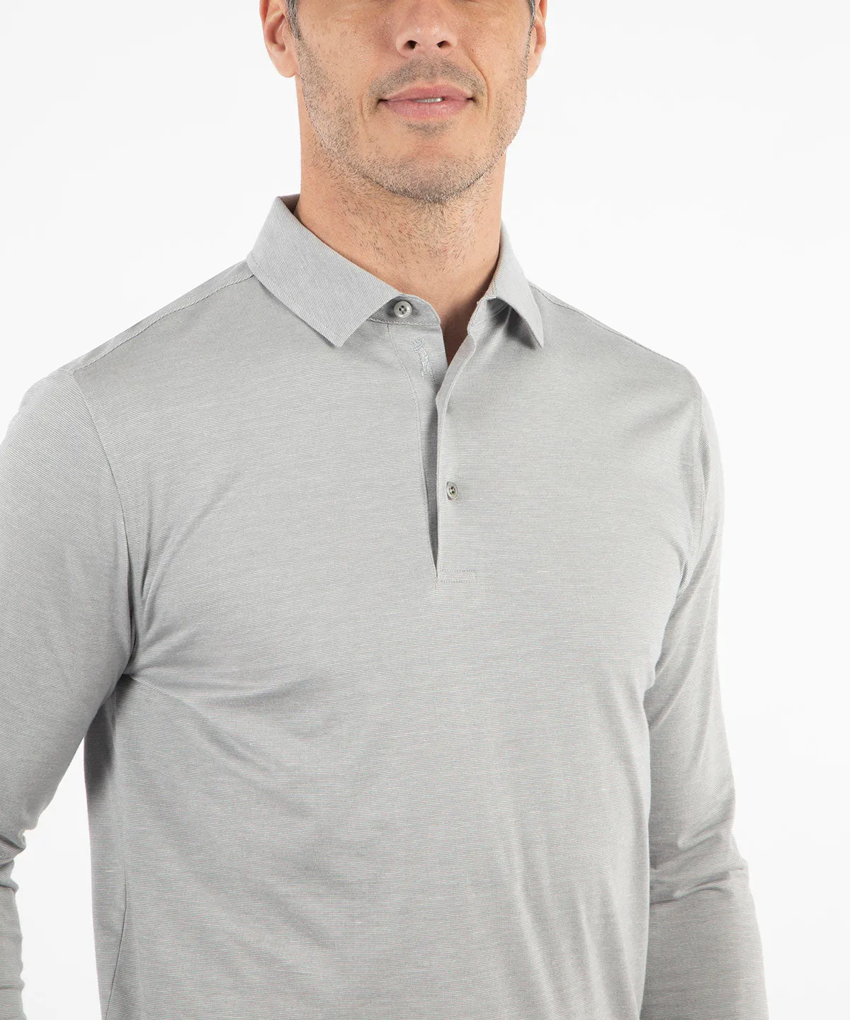 Liquid Stretch Cotton Long-Sleeve Polo Shirt