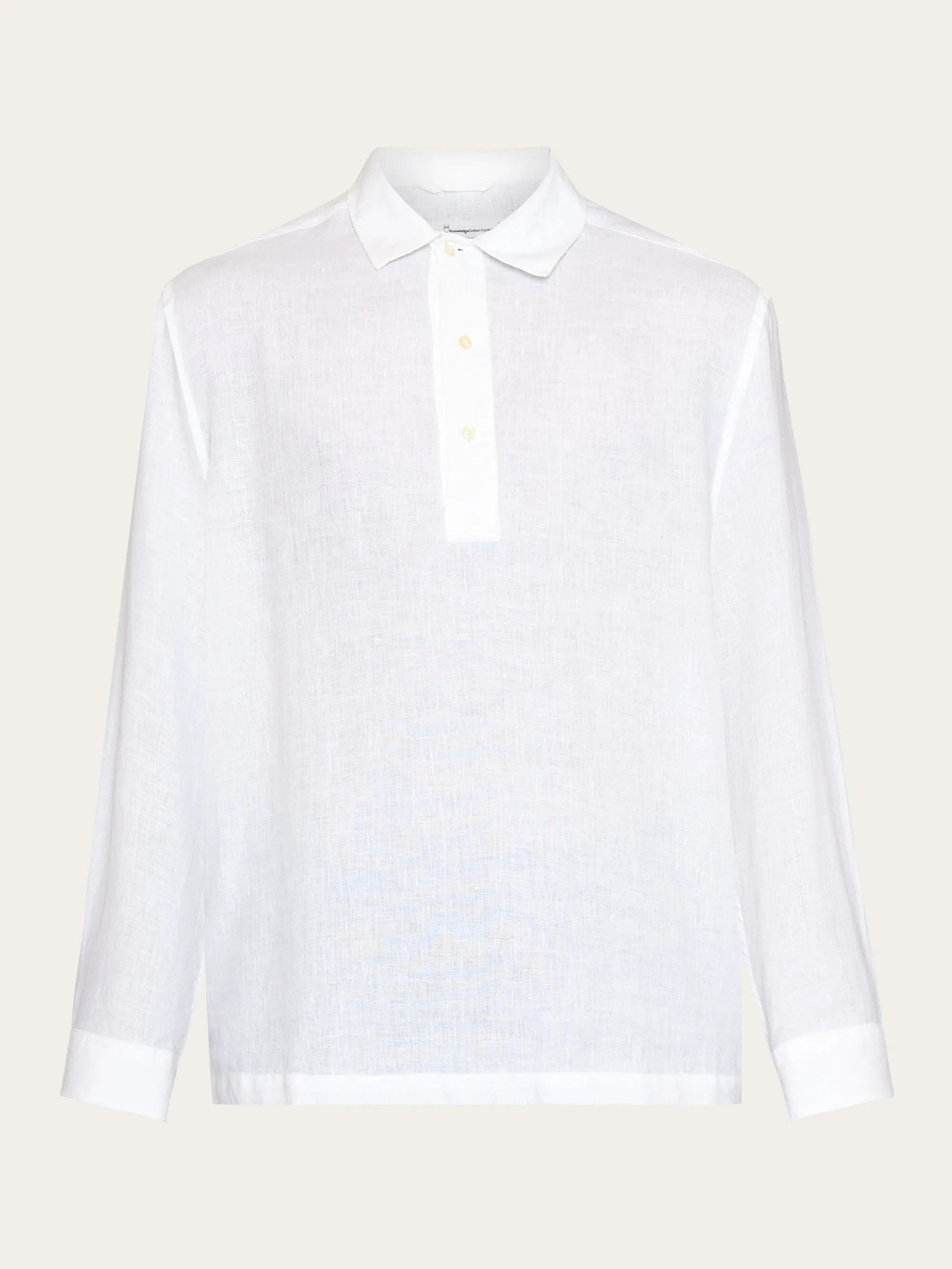 Loose linen polo shirt - GOTS/Vegan - Bright White