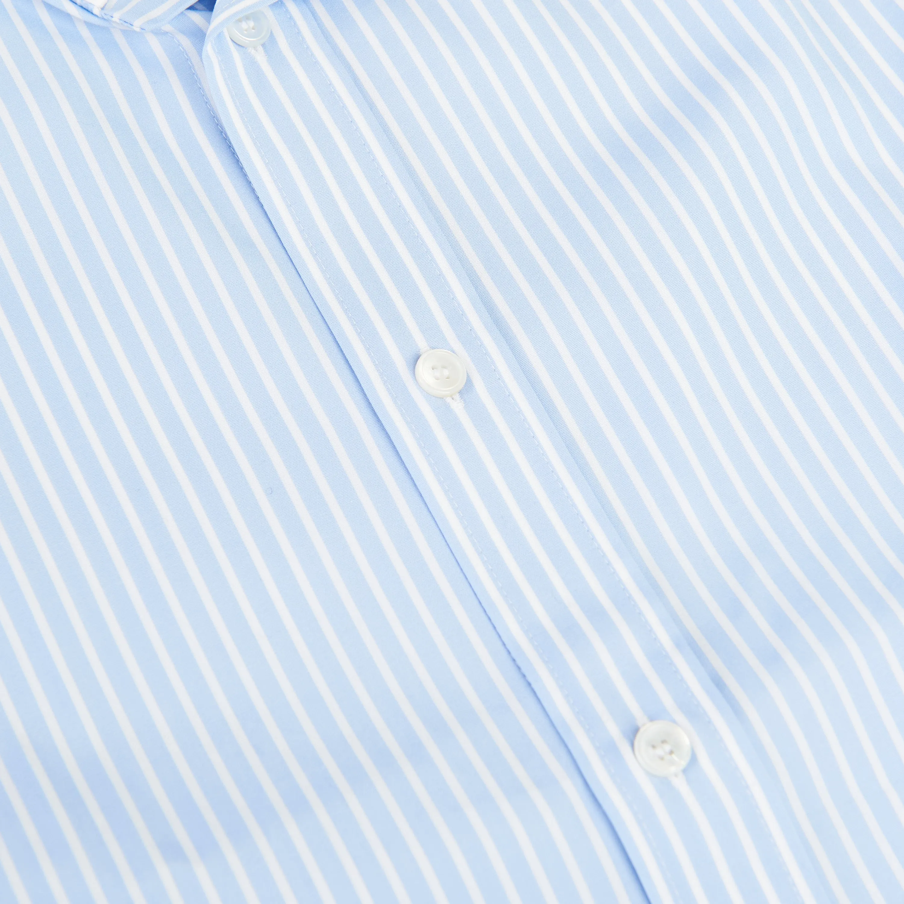 Loose Shirt With Inverted And Contrasting Color In Light Blue Pajama Stripe Cotton