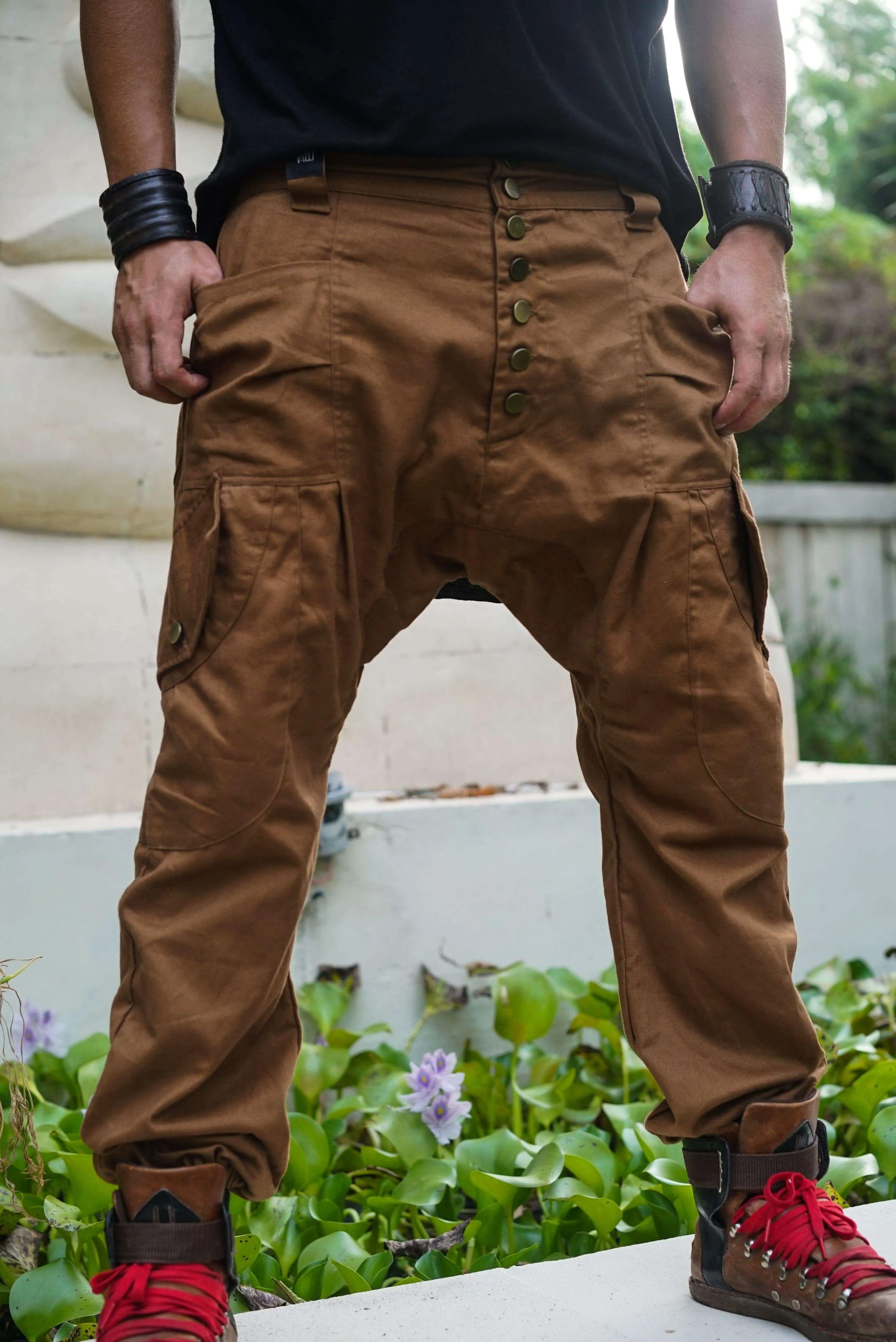 LUONTO - Cargo Style Baggy Drop Crotch Harem Pants