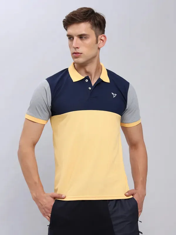 Men Colorblock Slim Fit Polo T-shirt with MATPIQ