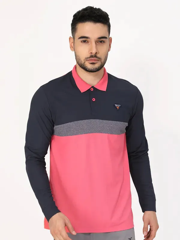 Men Colorblock Slim Fit Polo T-shirt with MATPIQ