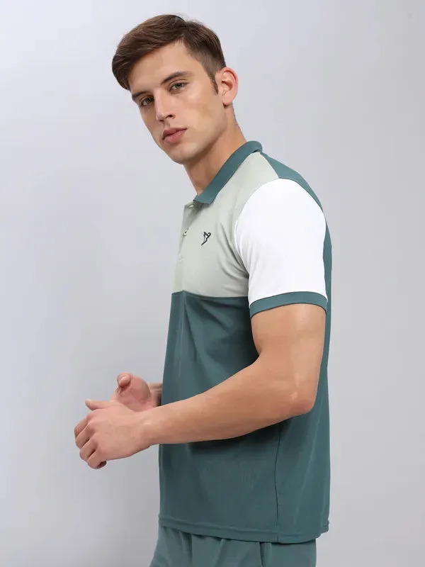 Men Colorblock Slim Fit Polo T-shirt with MATPIQ