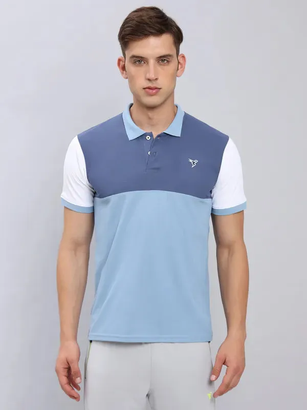 Men Colorblock Slim Fit Polo T-shirt with MATPIQ