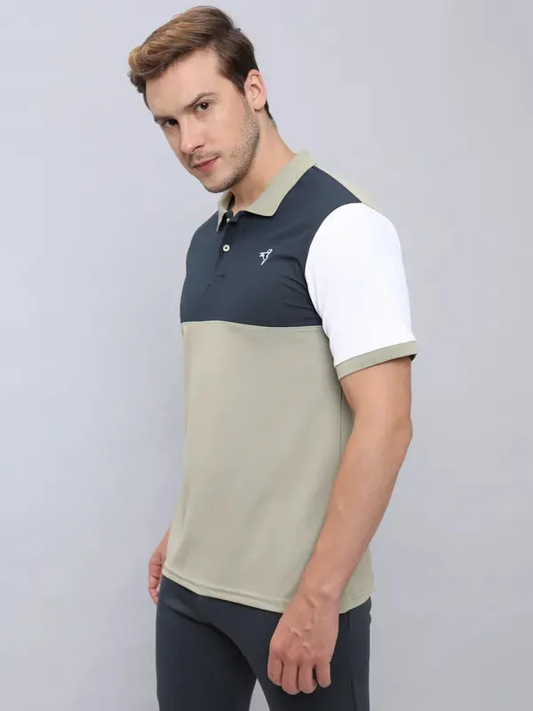 Men Colorblock Slim Fit Polo T-shirt with MATPIQ