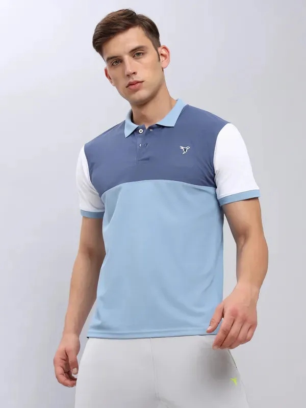 Men Colorblock Slim Fit Polo T-shirt with MATPIQ