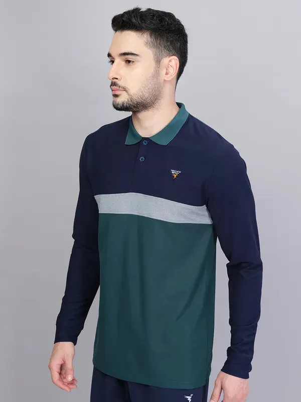 Men Colorblock Slim Fit Polo T-shirt with MATPIQ