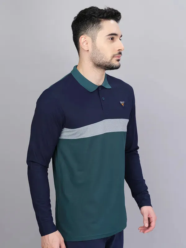 Men Colorblock Slim Fit Polo T-shirt with MATPIQ