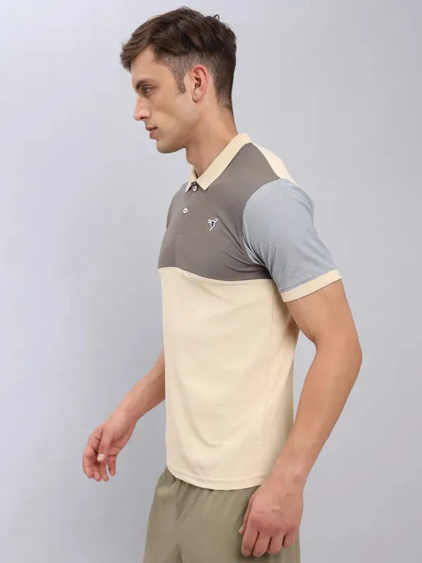 Men Colorblock Slim Fit Polo T-shirt with MATPIQ