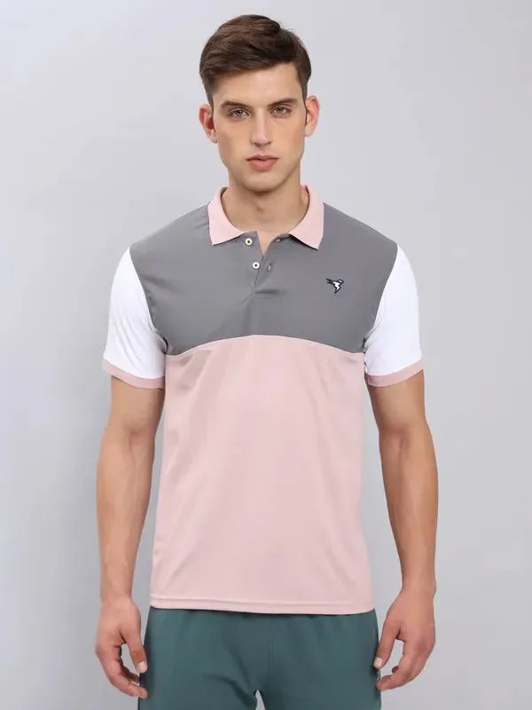 Men Colorblock Slim Fit Polo T-shirt with MATPIQ