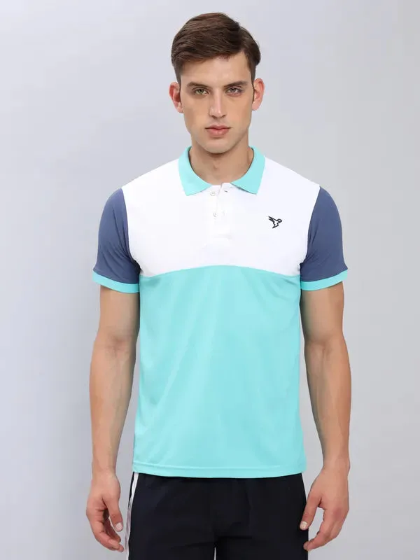 Men Colorblock Slim Fit Polo T-shirt with MATPIQ