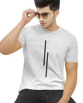 Men Light Grey Printed Black Round Neck Half Sleeve T-shirt