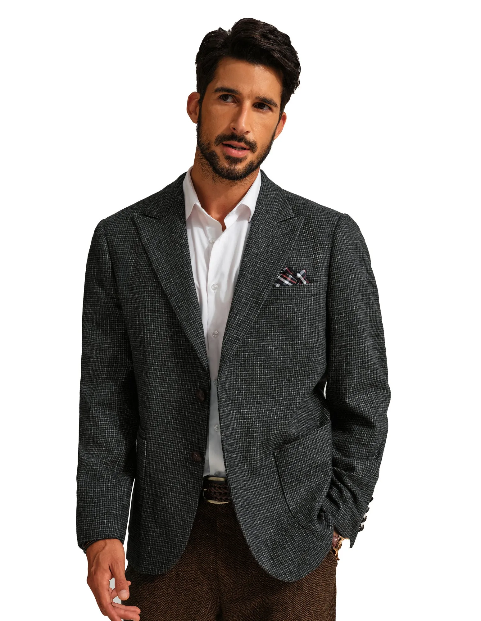 Men Peak Lapel Blazer Coat Casual Long Sleeve Two-Button Suit Coat