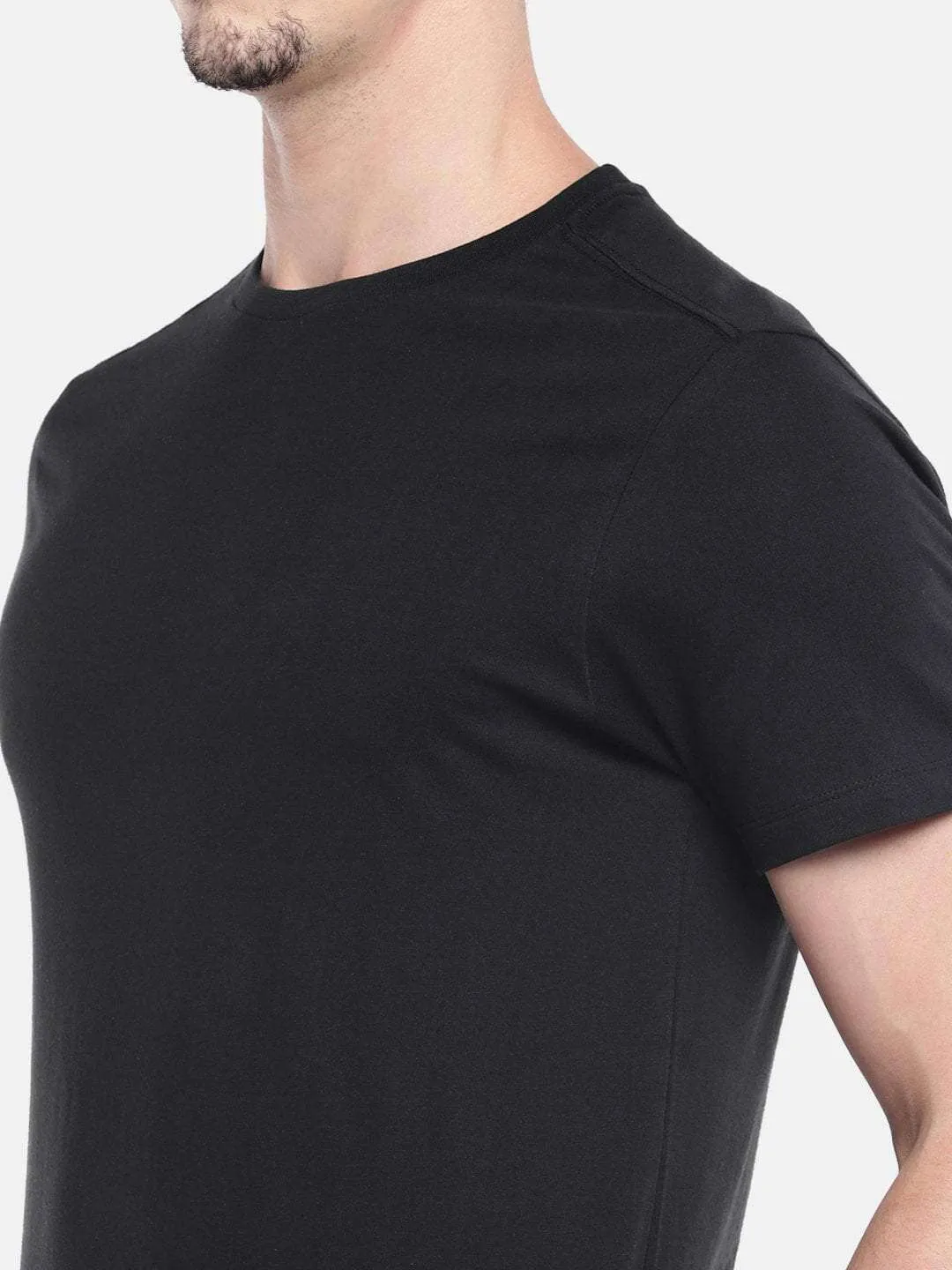 Men's Black Cotton Regular Fit TShirt