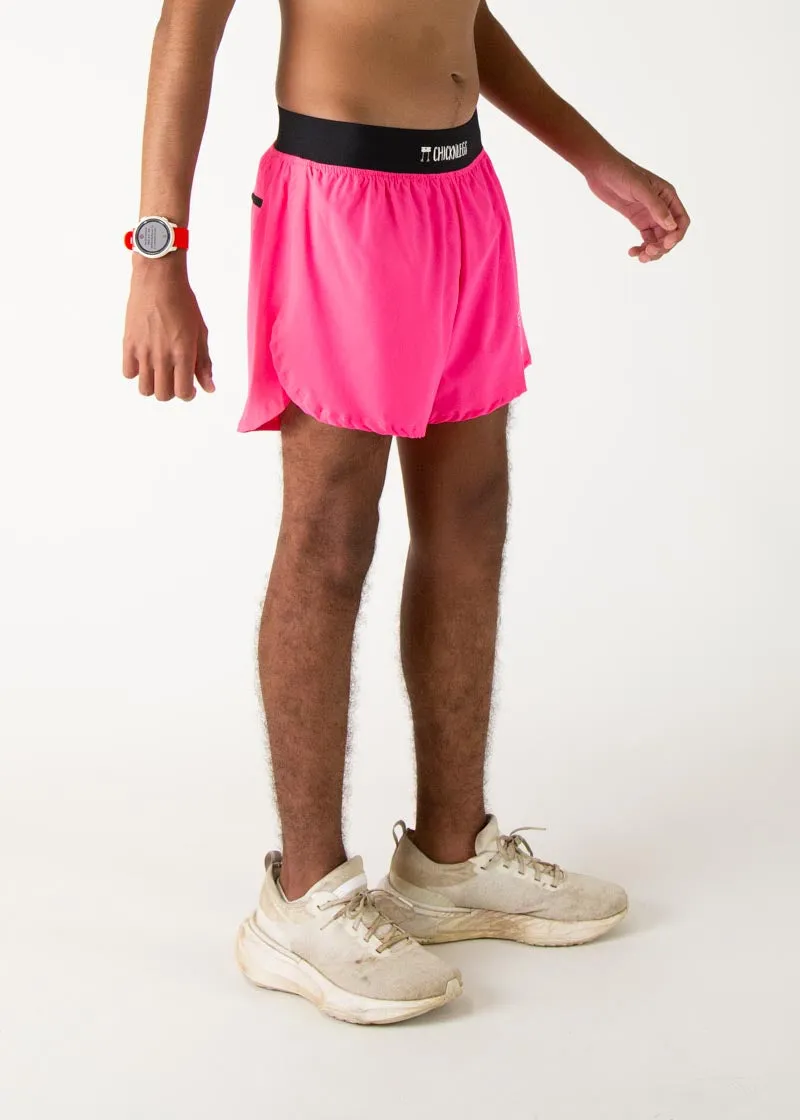 Men's Neon Pink 4" Half Split Shorts