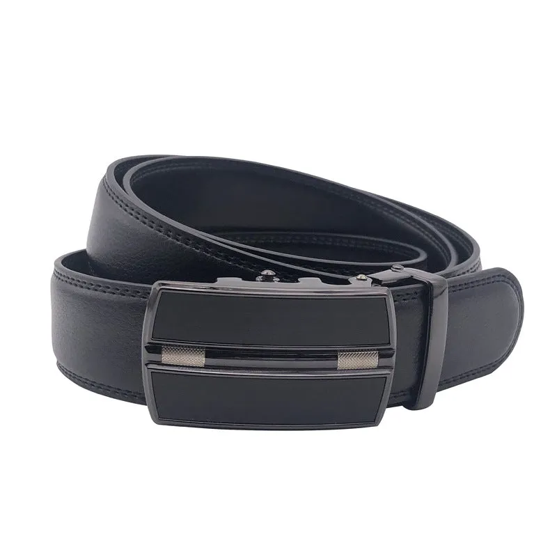 Men's Premium Genuine Leather Ratchet Dress Belt with Automatic Click Buckle