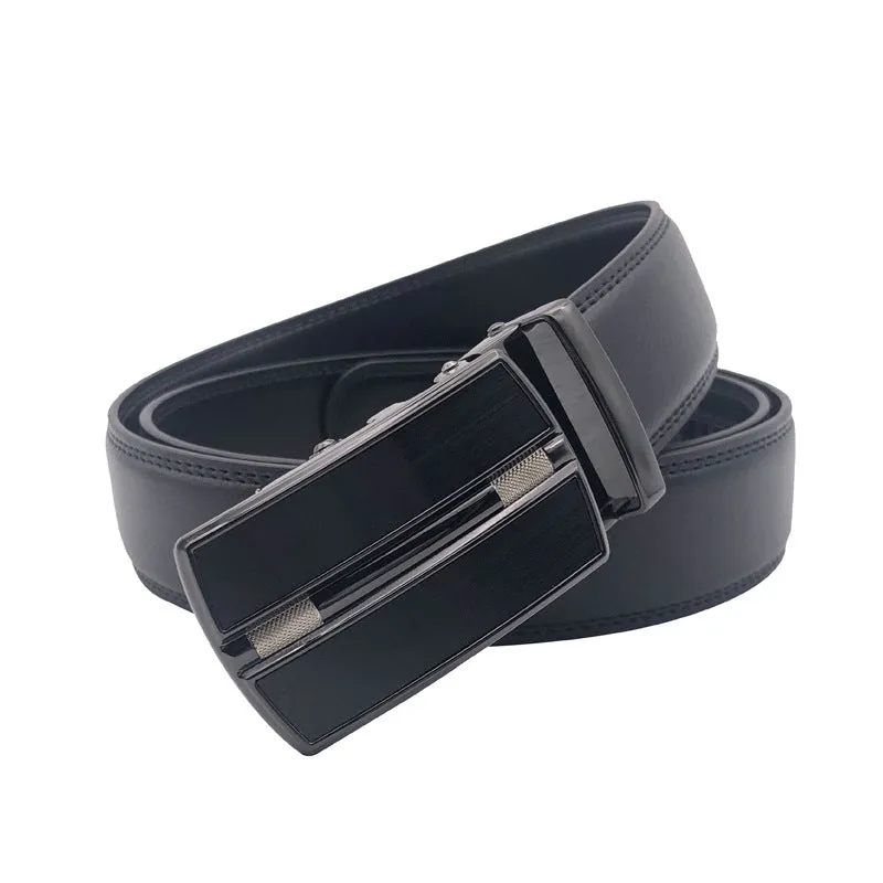 Men's Premium Genuine Leather Ratchet Dress Belt with Automatic Click Buckle