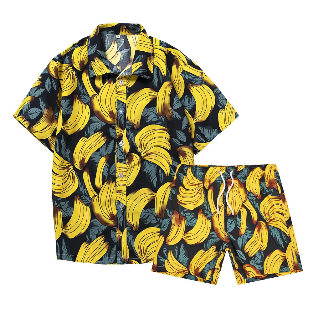 Men's Shirt Short 2-Piece Hawaiian Loose Tropical Print Casual Sets | ST05