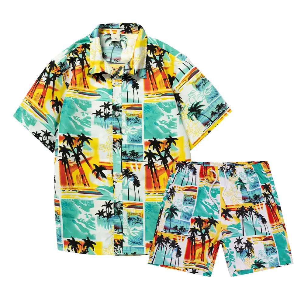 Men's Shirt Short 2-Piece Hawaiian Loose Tropical Print Casual Sets | ST05