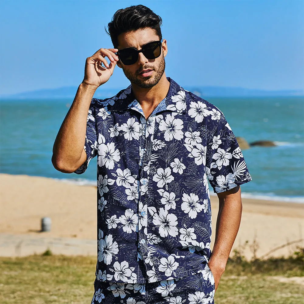 Men's Shirt Short 2-Piece Hawaiian Loose Tropical Print Casual Sets | ST05