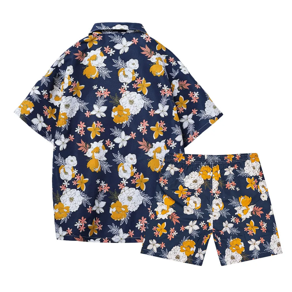 Men's Shirt Short 2-Piece Hawaiian Loose Tropical Print Casual Sets | ST05