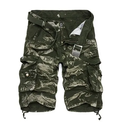 Military Cargo Shorts Men Mid Summer Army Pattern Pure Cotton Brand Dressing Comfortable Men Calculated Camo Cargo Shorts