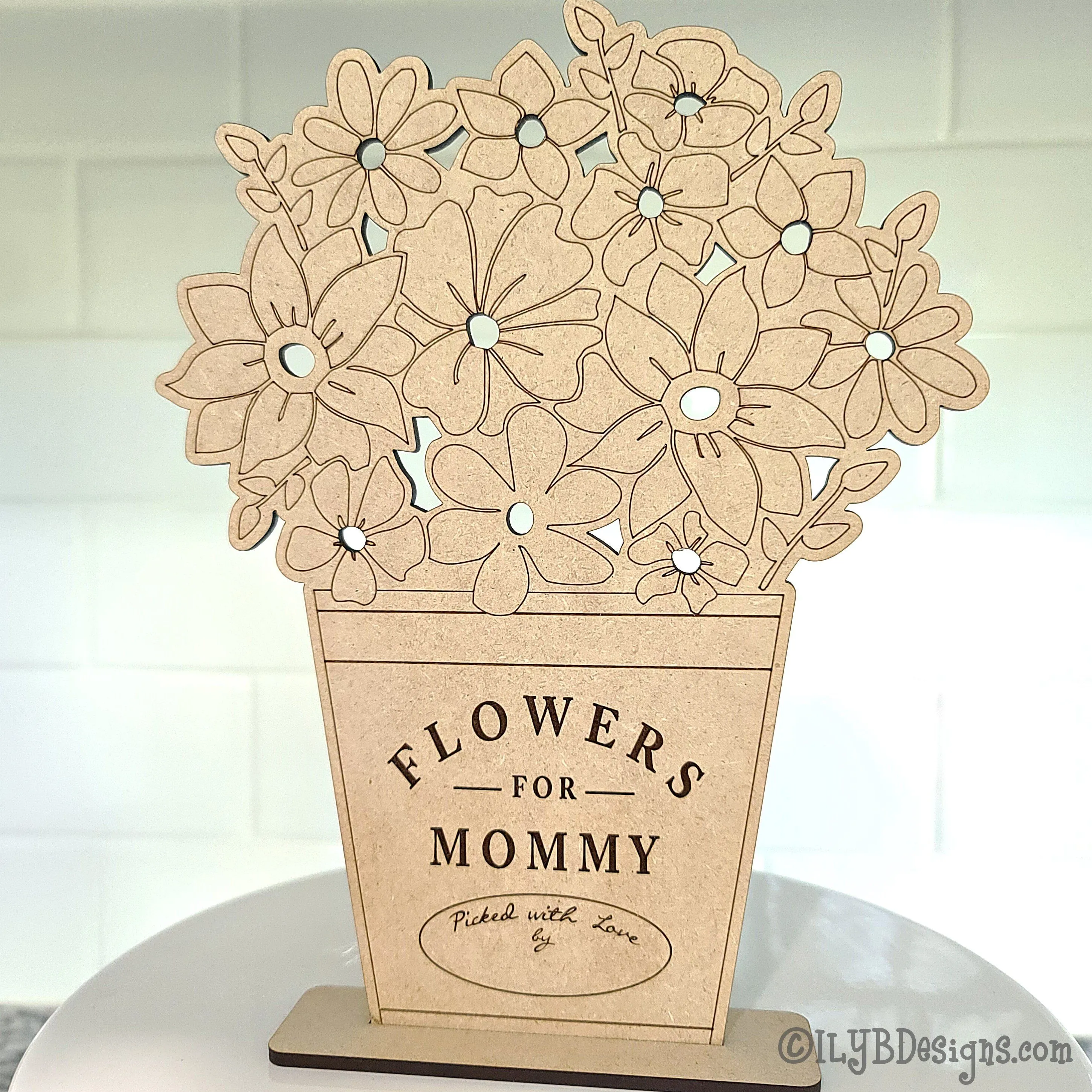 Mother's Day Wood Flower Holder