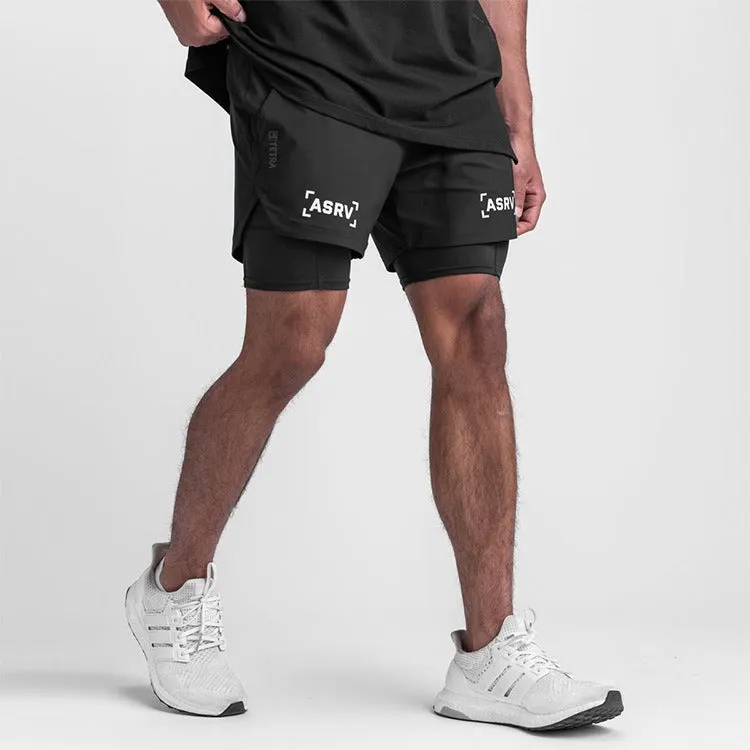 New Double Deck Running Shorts Fitness Workout Bermuda Quick Dry Short Pants Bottoms |  K-55