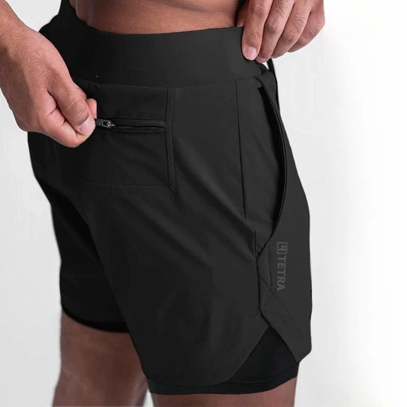 New Double Deck Running Shorts Fitness Workout Bermuda Quick Dry Short Pants Bottoms |  K-55