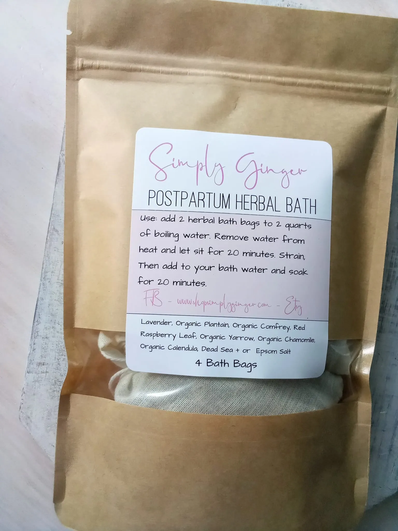 PostPartum Bath Tea Bags ll Organic Herbs