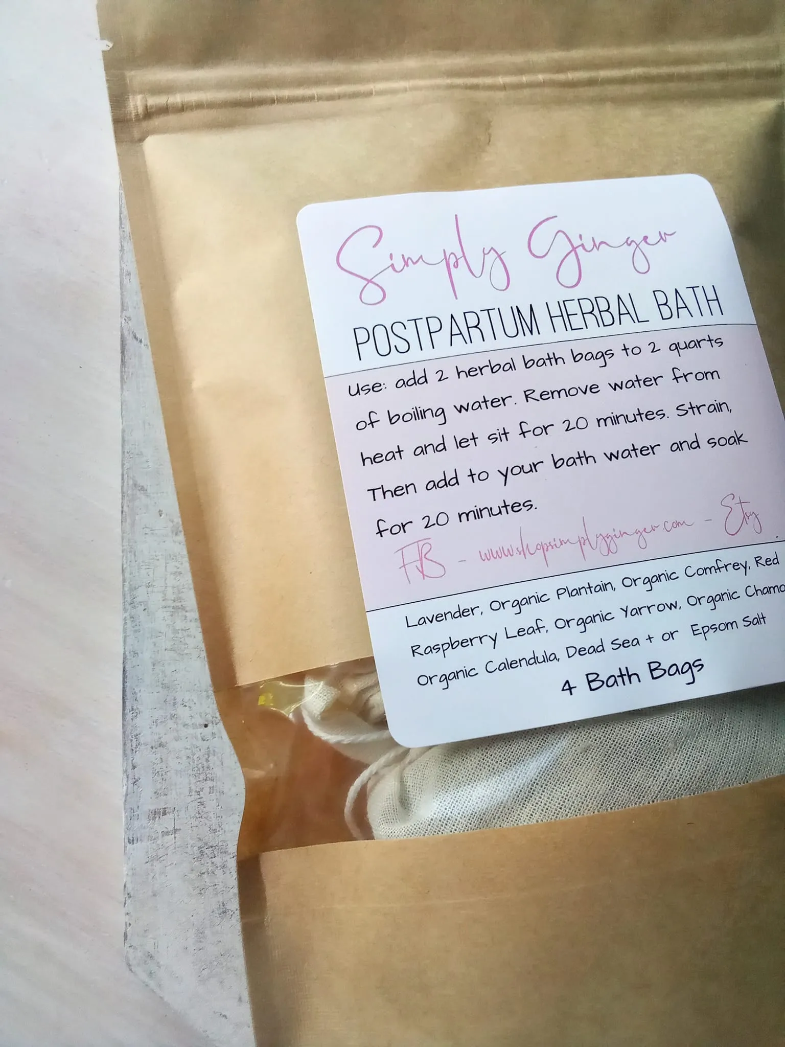 PostPartum Bath Tea Bags ll Organic Herbs