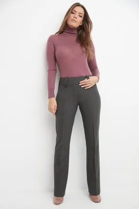 Pull-on Bootcut Trousers with Belt Loops & Tummy Control