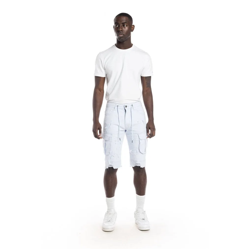 Rip And Repair Semi Basic Twill Short - Pale Blue