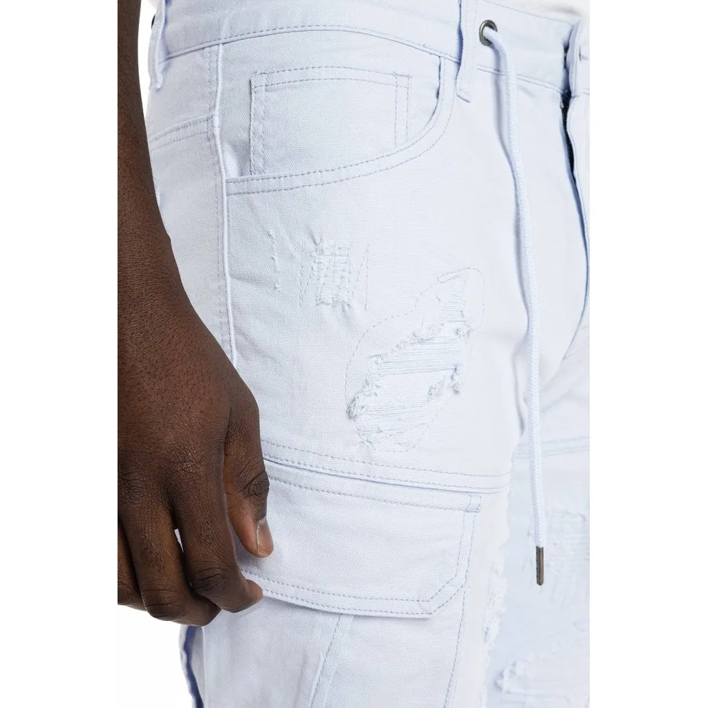 Rip And Repair Semi Basic Twill Short - Pale Blue