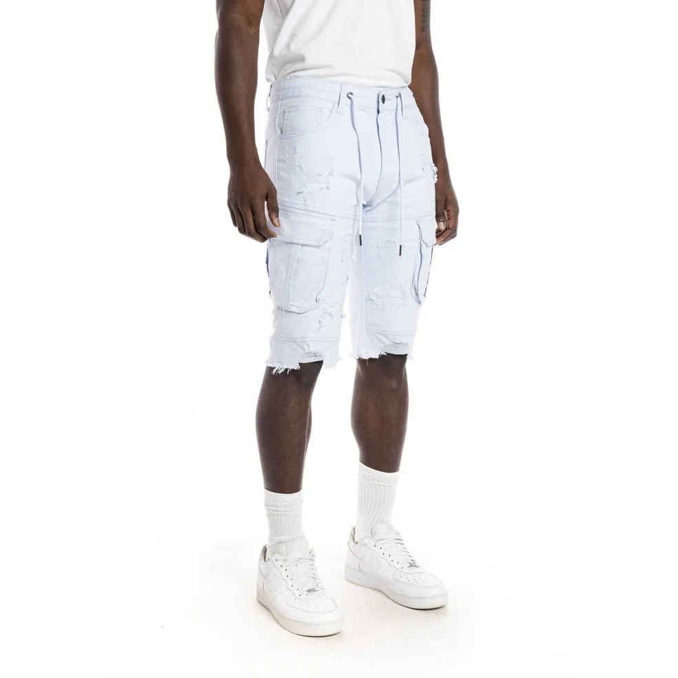 Rip And Repair Semi Basic Twill Short - Pale Blue