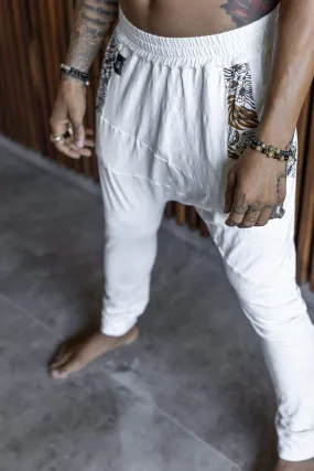 SHIVAJI - Bamboo Stretch Slim Drop Crotch Pants with Unique Details