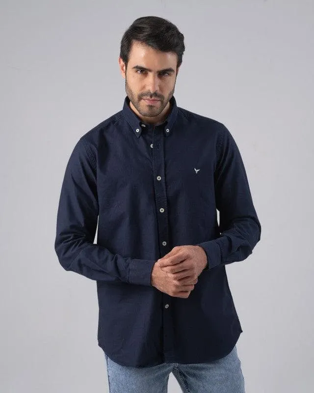 SLIM-FIT OXFORD SHIRT  - NAVY