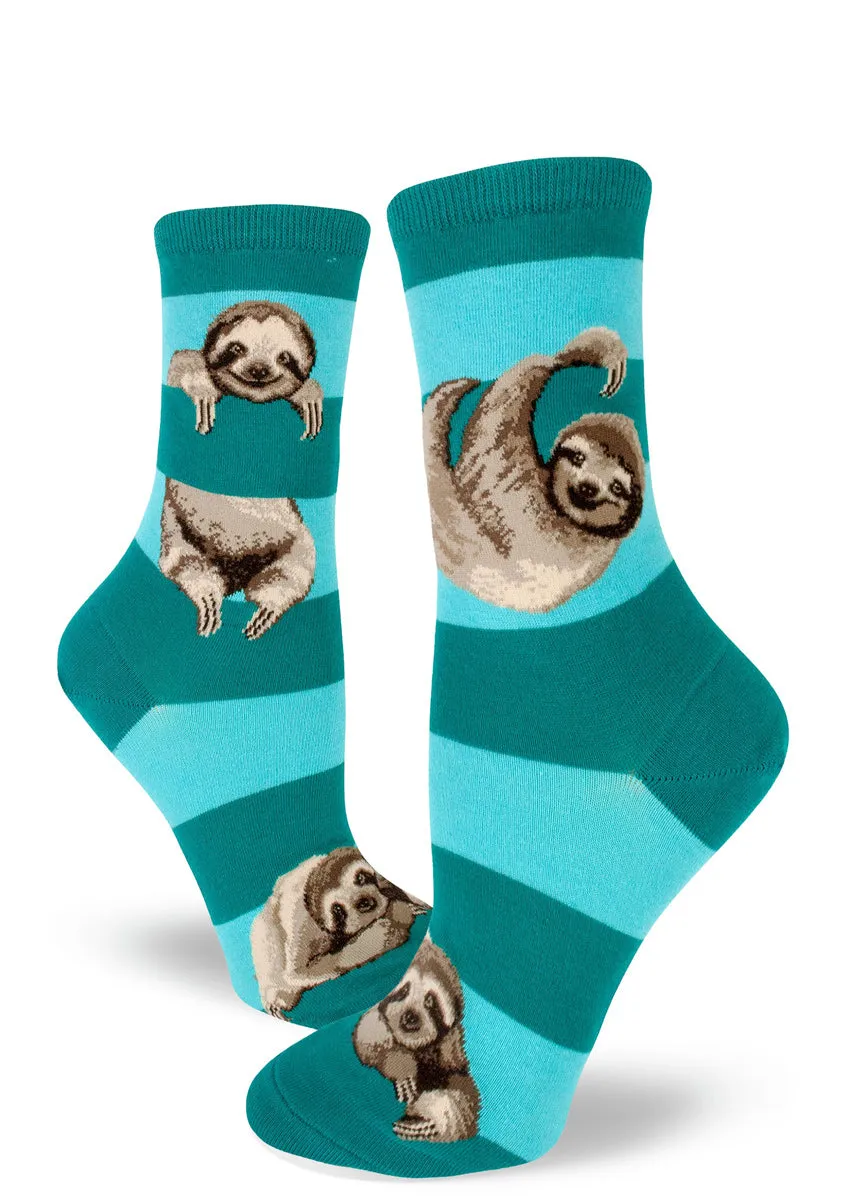 Sloth Stripe Crew Socks