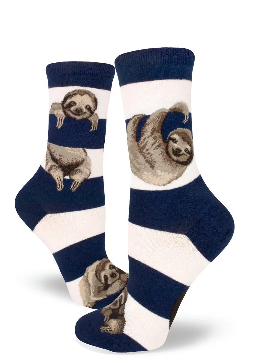 Sloth Stripe Crew Socks