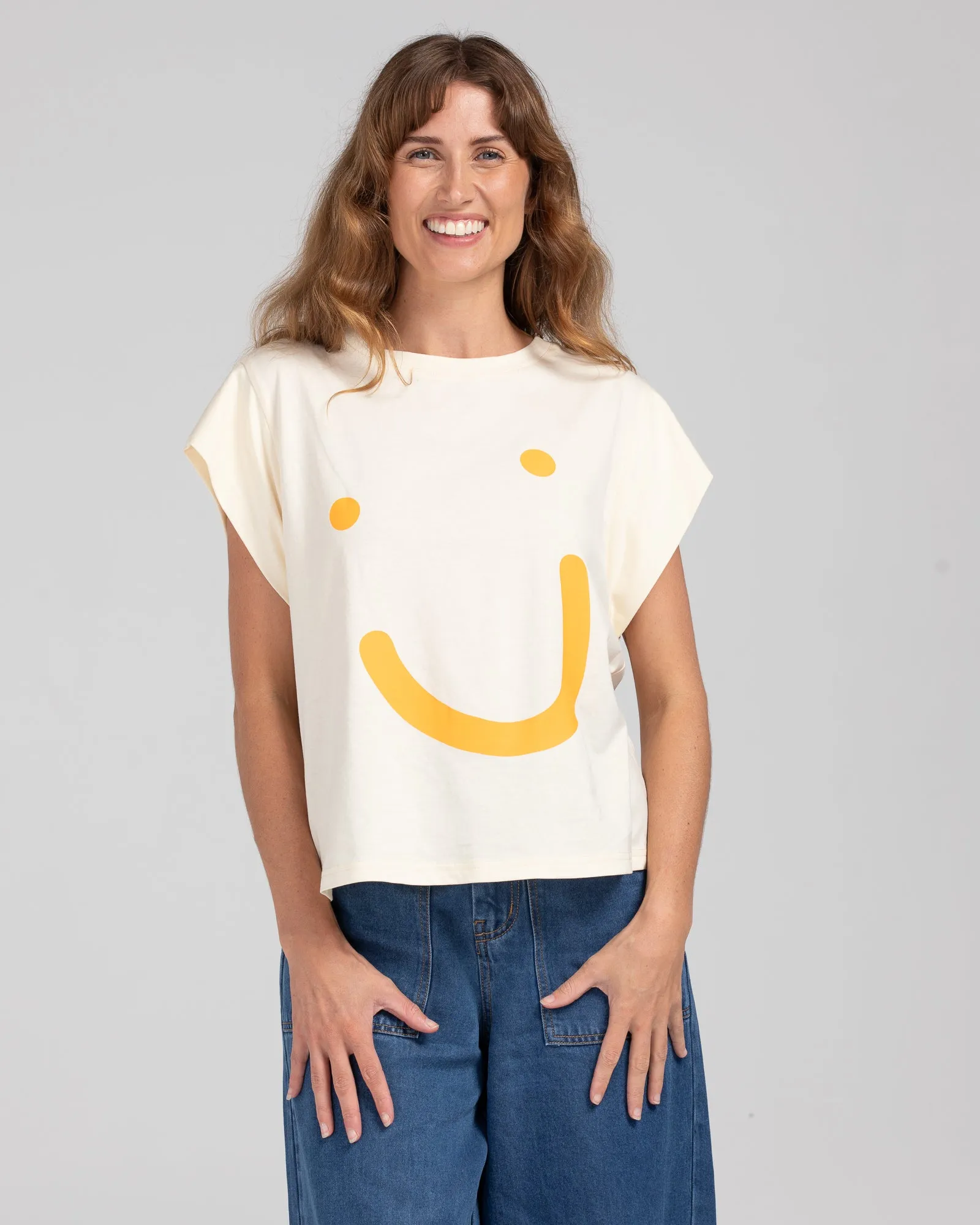 Smile Tee - Orange & Wheat