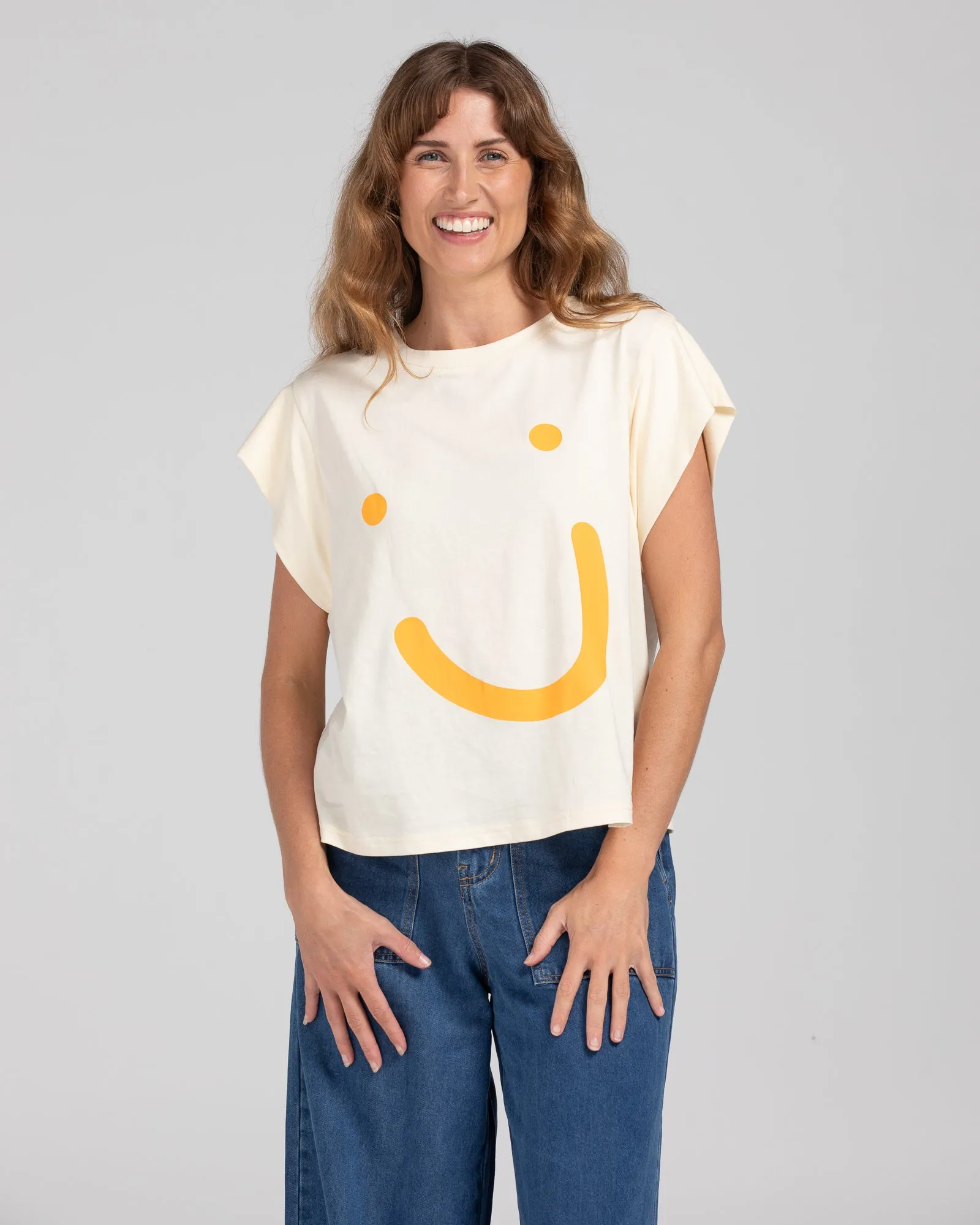 Smile Tee - Orange & Wheat