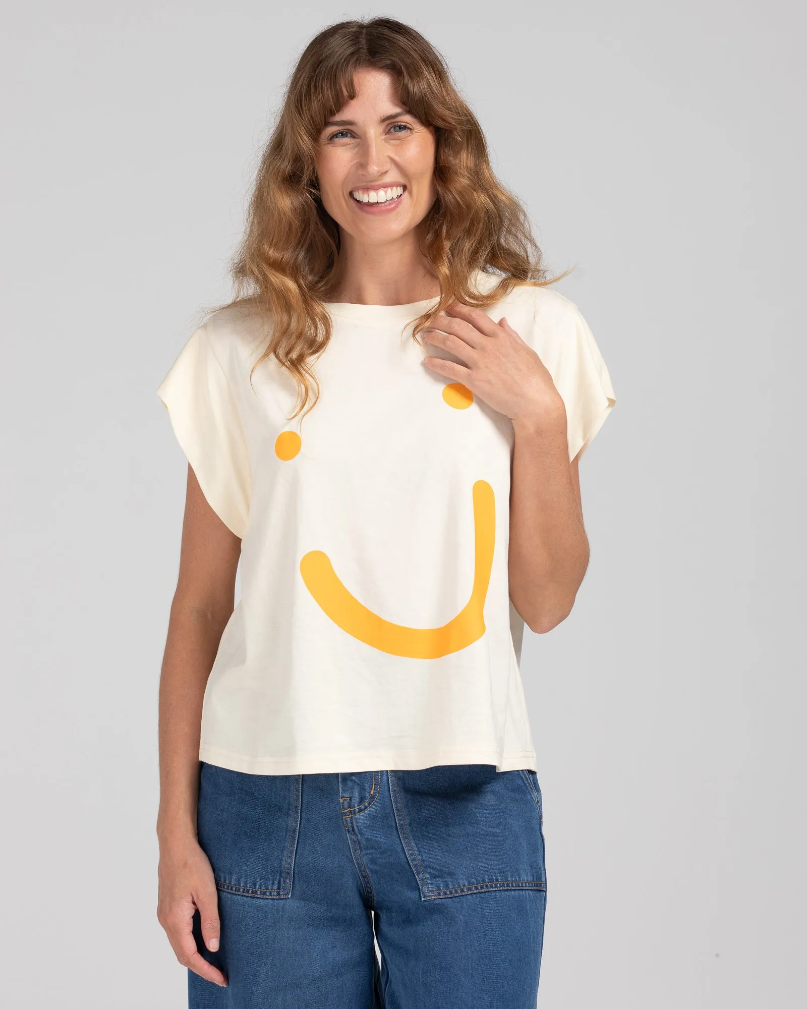 Smile Tee - Orange & Wheat