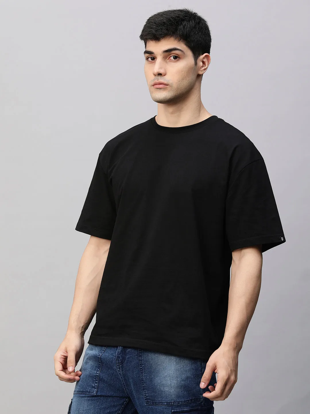 Solid Men Oversized T-Shirt - Black