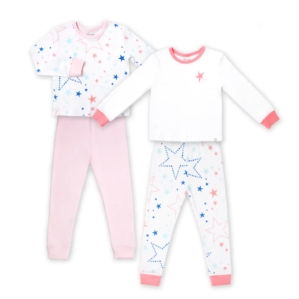 Starry Gaze Jammies Pyjamas 4pc Bundle Set (Pink)