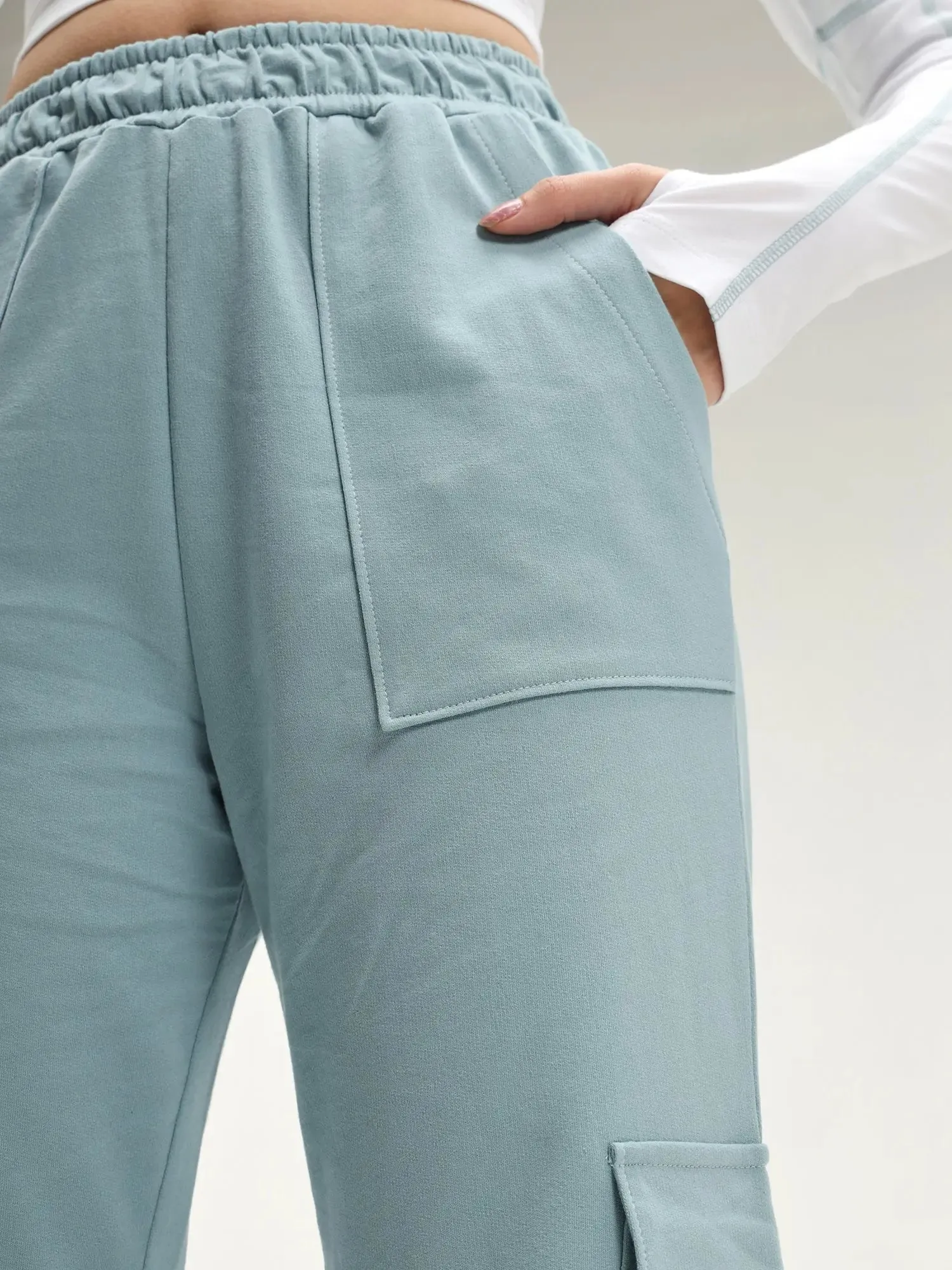 Sweden Steel Blue Wide Cargo Joggers