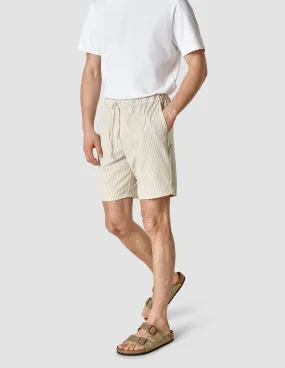 Tech Linen Elastic Shorts Sandshell Stripe