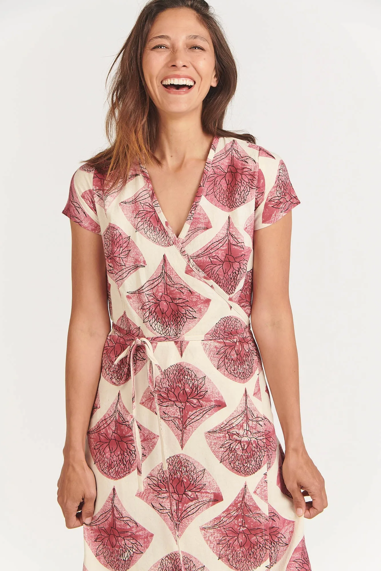 Tilly Wrap Dress Raspberry Waratah